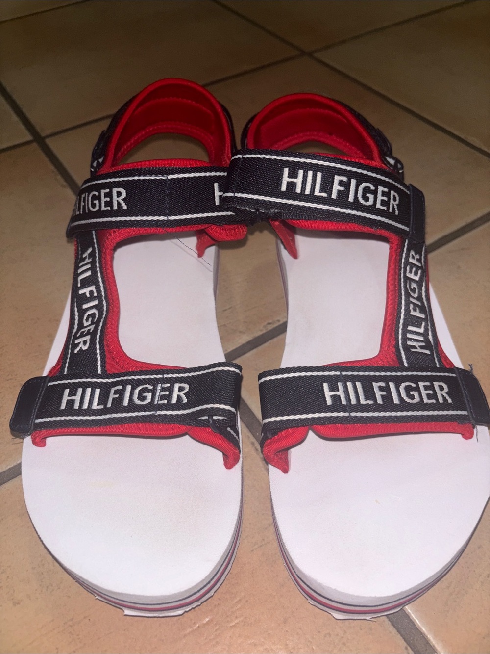 Tommy Hilfiger Blue, White & Red Logo Strap Sandals - Picture 3 of 5